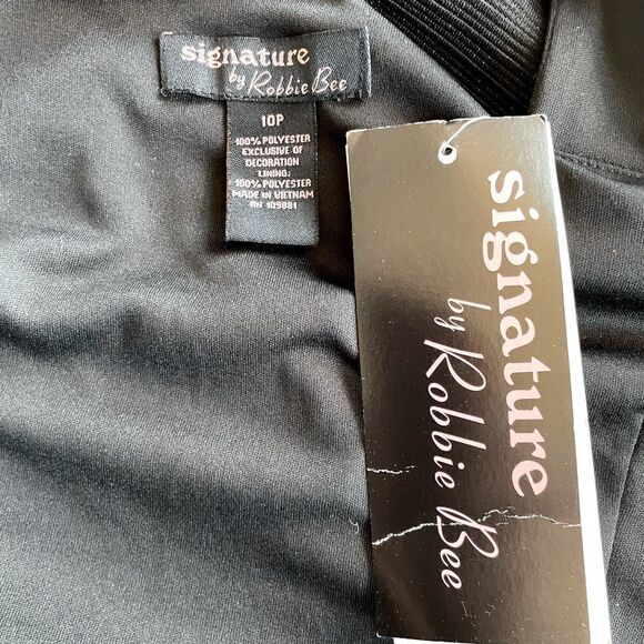 BLACK COCKTAIL DRESS SLEEVELESS WITH BEADED NECKLINE SIZE 10P NWT - Picture 9 of 9